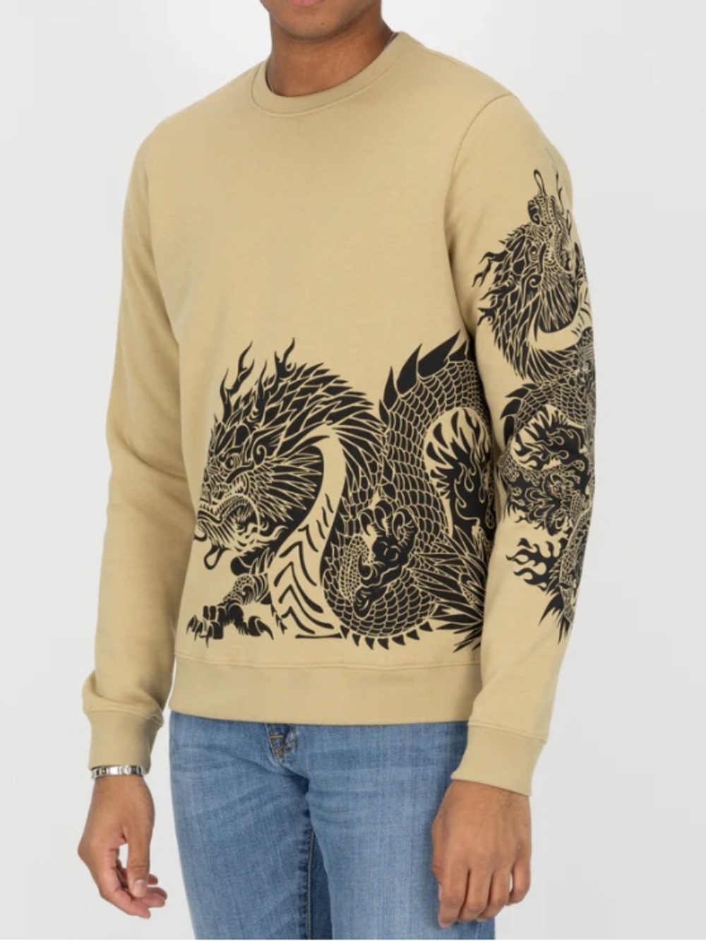 Blind Rooster Pale Khaki Graphic Wraparound Crewneck Pullover Sweatshirt. Large.